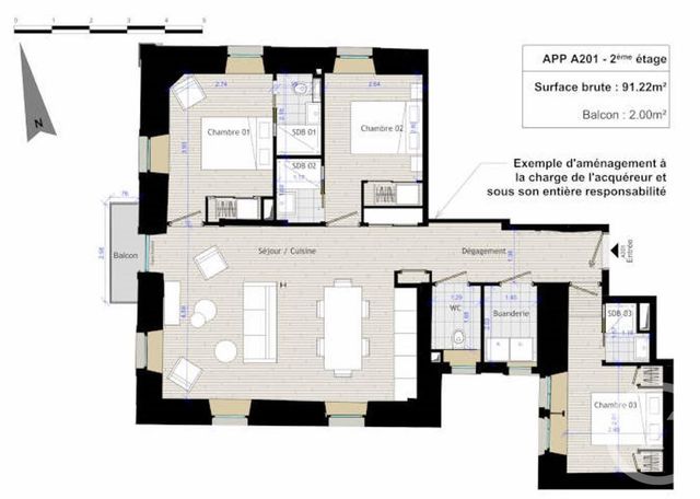 Appartement F4 à vendre - 4 pièces - 91.22 m2 - CHAMONIX MONT BLANC - 74 - RHONE-ALPES - Century 21 Mont-Blanc Invest